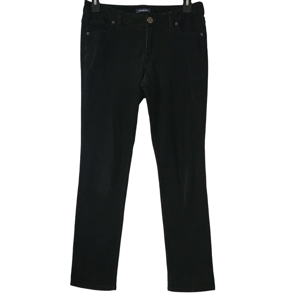 Lands' End Women's Black Corduroy Pants Size 6 Fit 1 Straight Leg Casual